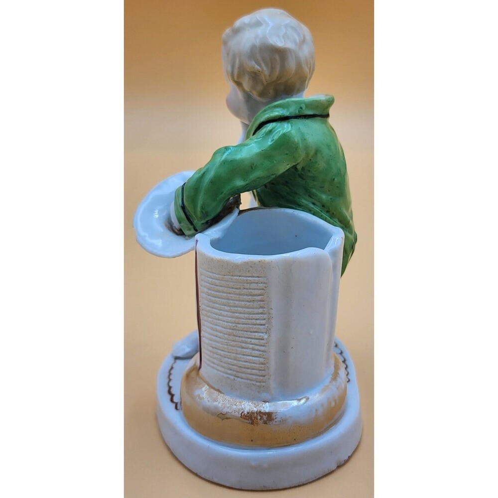 TWO Antique Porcelain Figurines ~ Wooden Match Holders ~ 1871 Written on bottom - Picture 15 of 16